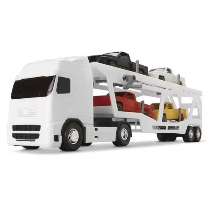 Caminhão Cegonheira com 4 carros Voyager Roma Branco 1354