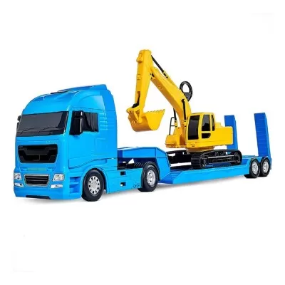Caminhão Dimond Truck Azul Com Escavadeira Roma Novo