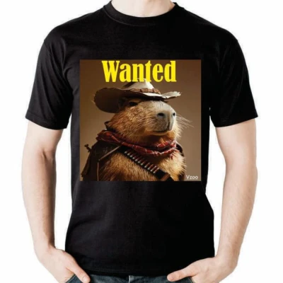 Camiseta Masculina Capivara Faroeste Wanted Cor Preta Tam M