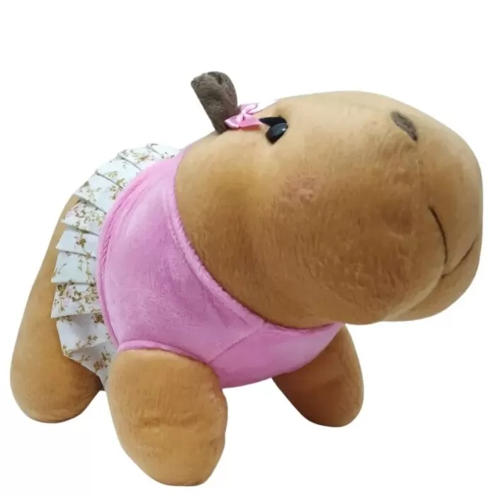 Capivara De Pelúcia Com Roupa Rosa Filó Tam G Mury Baby