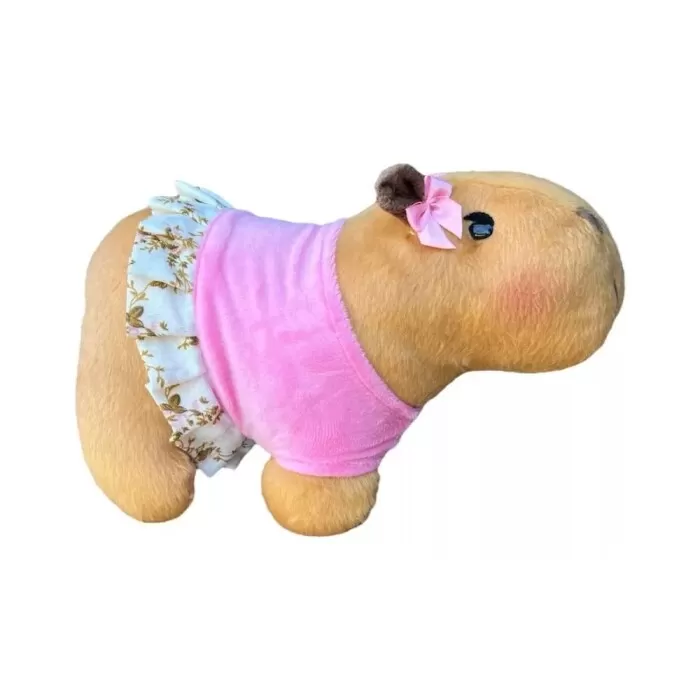 Capivara De Pelúcia Filó Com Roupa Rosa GG Mury Baby