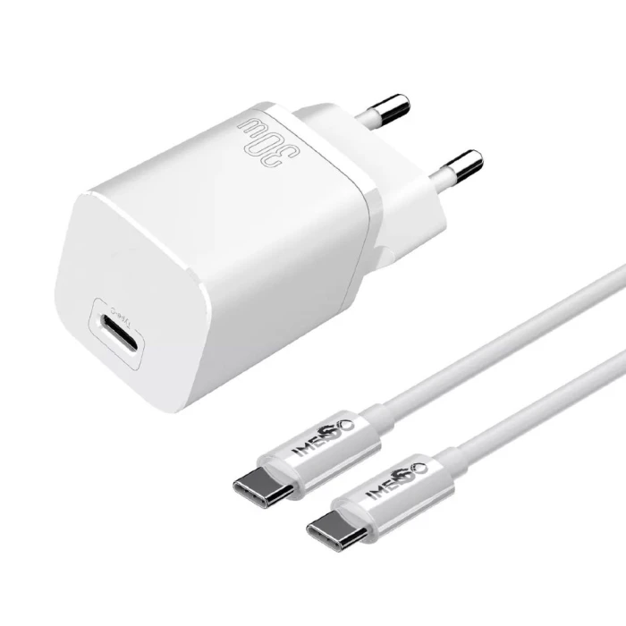 Carregador De Celular Tipo-C Para Tipo-C 30W Branco Imenso