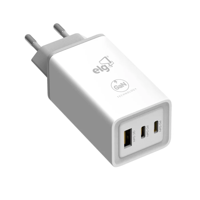 Carregador De Parede Elg Universal 3x Usb 65W Novo