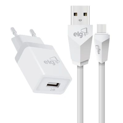 Carregador De Parede Usb Tipo C 1 Metro Branco 12W ELG