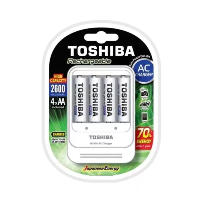 Carregador De Pilhas Com 4 Pilhas AA Toshiba Novo