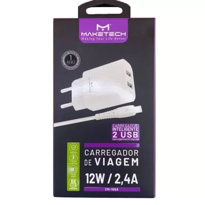 Carregador De Viagem Micro Usb 12W Cm-109A Maketech Novo