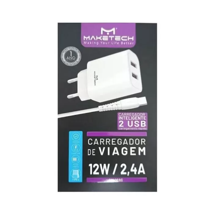 Carregador De Viagem Tipo-C 12W Cm-109C Maketech Novo
