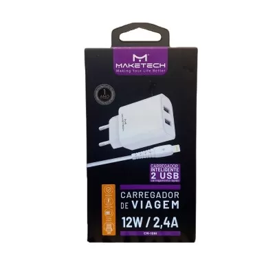 Carregador De Viagem Lightning 12W Maketech Novo