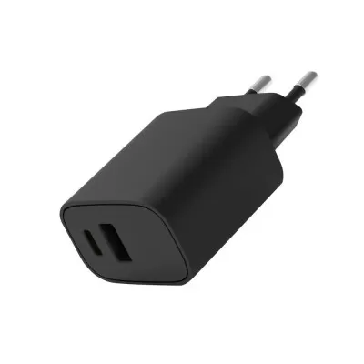 Carregador Para Celular Com Entrada Dupla 20W Rápido Preto