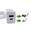 Carregador Usb A+ Usb C 3A 3 Metros Branco Ccp001