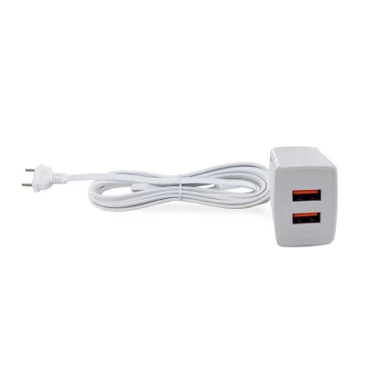 Carregador Usb Duplo A 2.4A 3 Metros Branco Bright