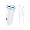 Carregador Veicular 20W Cabo 1,2M Micro Usb Branco