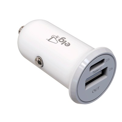 Carregador Veicular Universal Com Duas Portas Usb Elg Branco - GAMES & ELETRONICOS