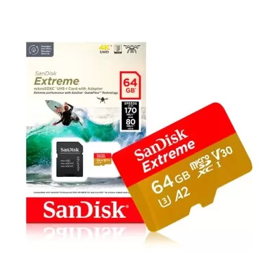 Cartão De Memória Extreme 64Gb 80Mb/s Sandisk Novo