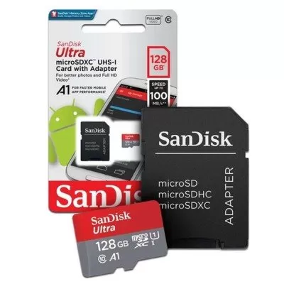 Cartão Micro SD Sandisk 128GB Classe 10 Com Adaptador UHS-I