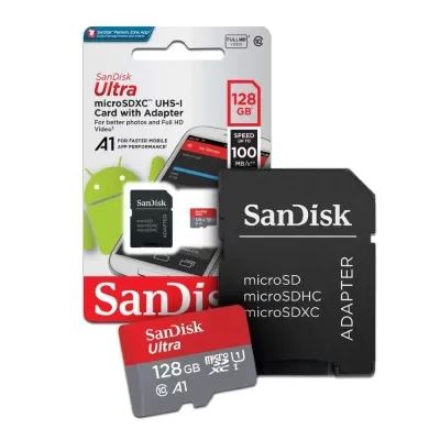 Cartão de Memória Micro SD Sandisk 128gb 100Mbps Classe 10