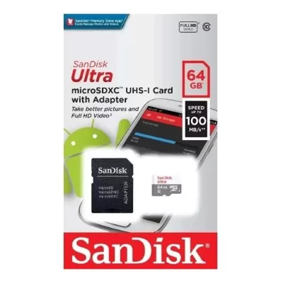 Cartão micro SD Sandisk 64GB Com Adaptador UHS-I