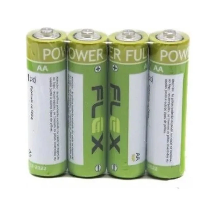 Cartela De Pilha Aa Zinco Com 4 Unidades Fx-2az Flex