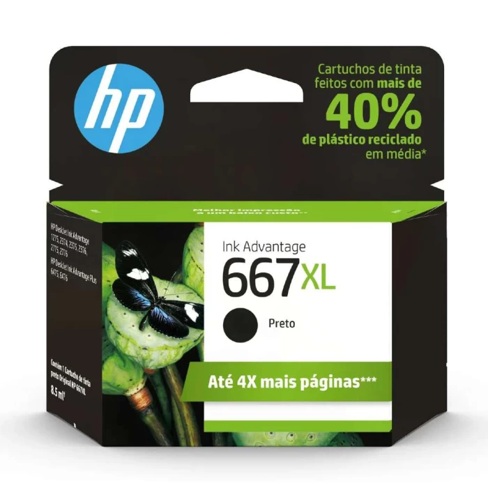 Cartucho De Tinta HP 667XL Preto 3YM81AB