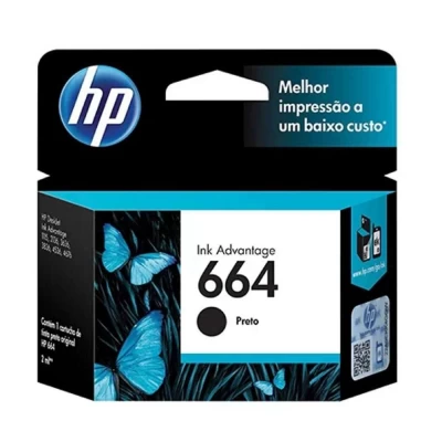 Cartucho HP 664 Preto Original INK Advantage F6V29AB