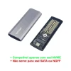Case Moderno Gaveta P/ SSD M2 NVME PCIE USB/Tipo-C Exbom