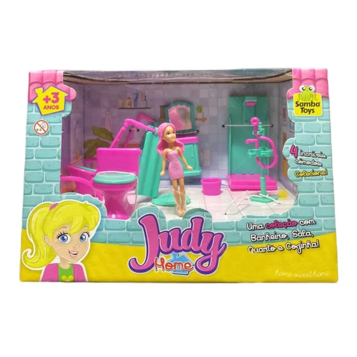 Casinha De Boneca Judy Banheiro Com Boneca 0446 Novo