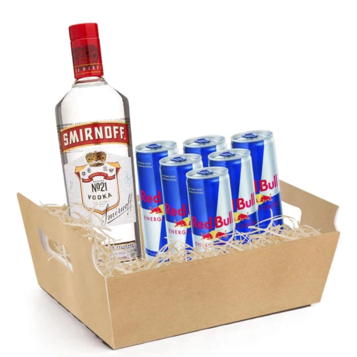 Cesta Vodka Smirnoff 998ml + 6 Red Bull Lata 250ml