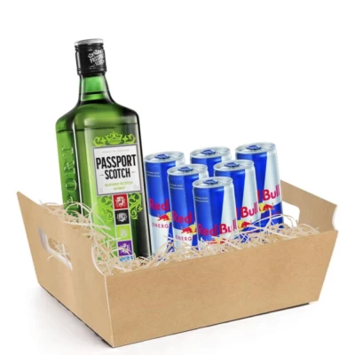 Cesta Whisky Passaport 1L Bleded Scotch + 6 Red Bull 250ml