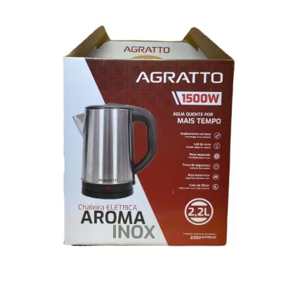 Chaleira Elétrica Agratto 2,2L Inox 220V Novo