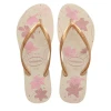 Chinelo Havaianas De Dedo Feminino Bege E Dourado 35/36