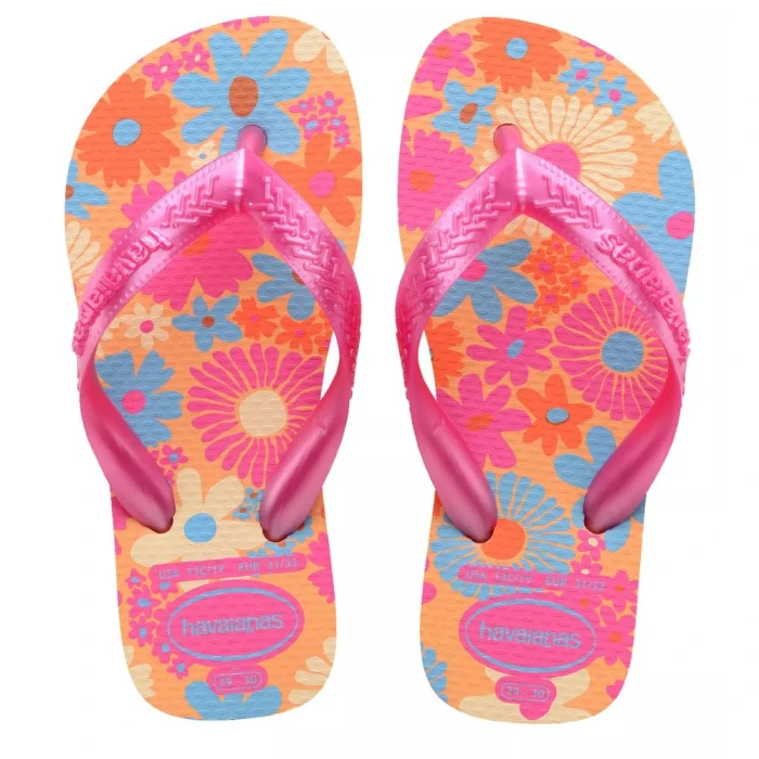 Chinelo Havaianas De Dedo Kids Flores Pêssego 23/24