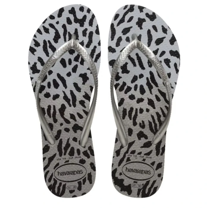 Chinelo Havaianas De Dedo Slim Animals Cor Cinza 37/38