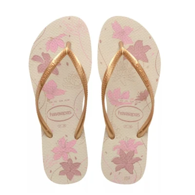 Chinelo Havaianas De Dedo Slim Organic Bege Dourado 41/42