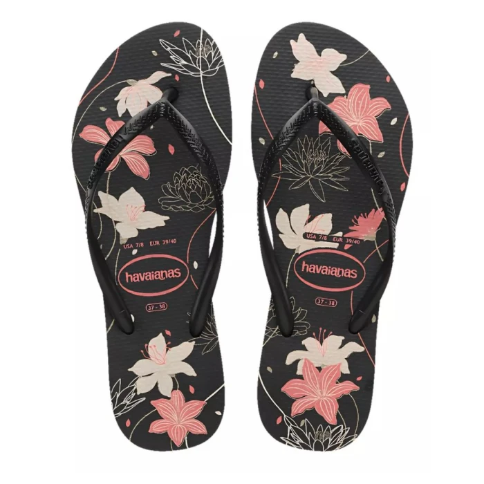 Chinelo Havaianas De Dedo Slim Organic Preto/Rosa 35/36