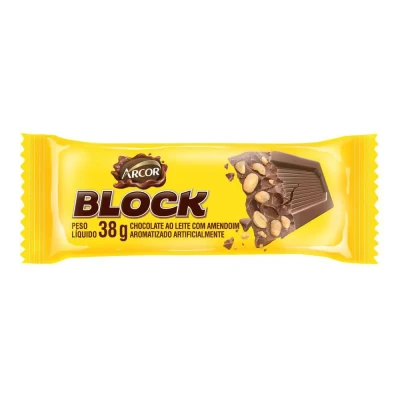 Chocolate Ao Leite Block De Barra Com Amendoim Arcor 38g