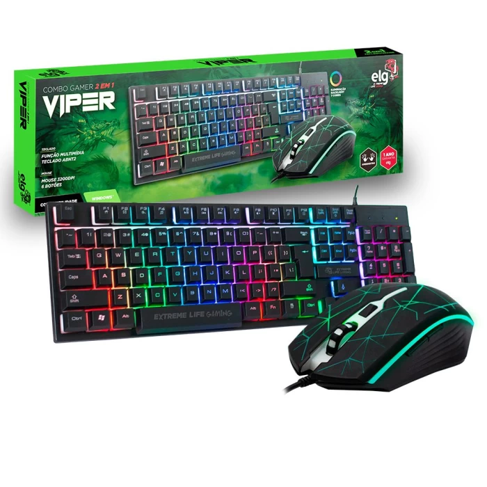 COMO 2 EM 1 ELG VIPER TECLADO+MOUSE GEMER