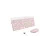 Combo Teclado E Mouse Sem Fio Rosa Mk470 Logitech Novo