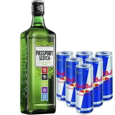 Combo Whisky Passaport 1L Bleded Scotch + 6 Red Bull 250ml