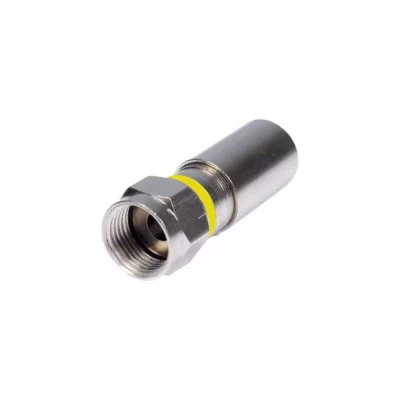 Conector RG6 De Compressão Prata Amarelo Coaxial