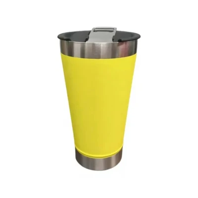 Copo Térmico Com Abridor Beer Pint Amarelo 473Ml