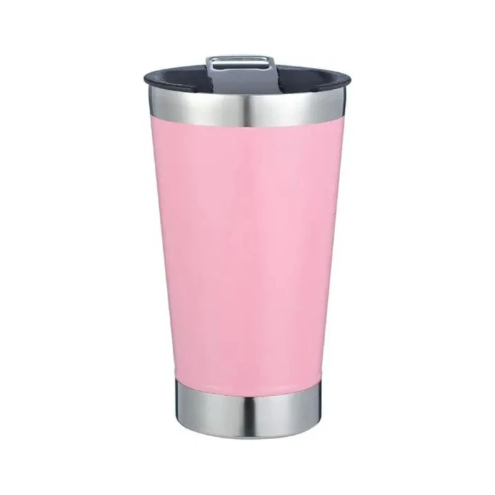 Copo Térmico Com Abridor Beer Pint Rosa 473Ml