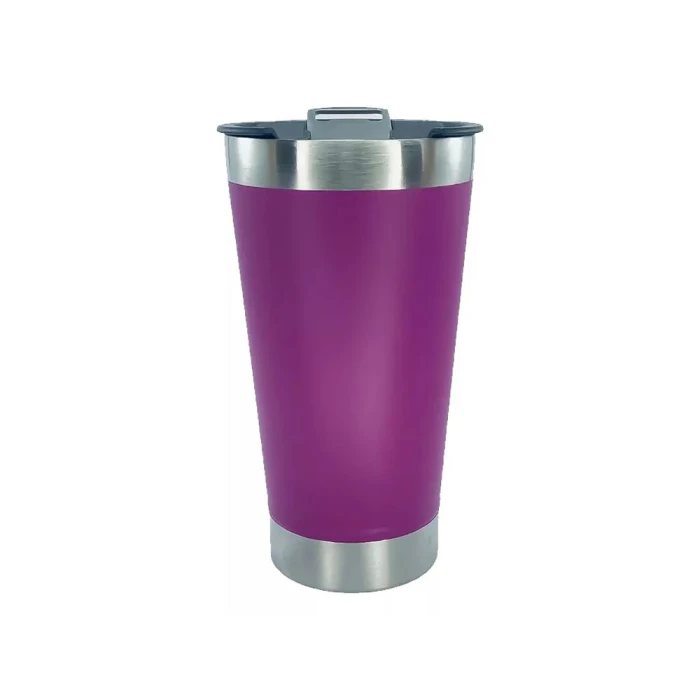 Copo Térmico Com Abridor Beer Pint Roxo 473Ml