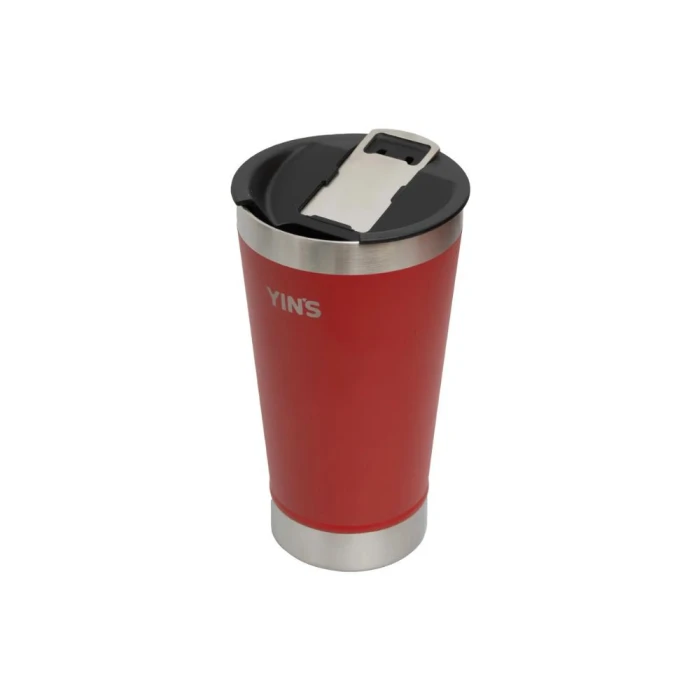 Copo Térmico Yin's 600ml Vermelho Tampa Abridor Cervej