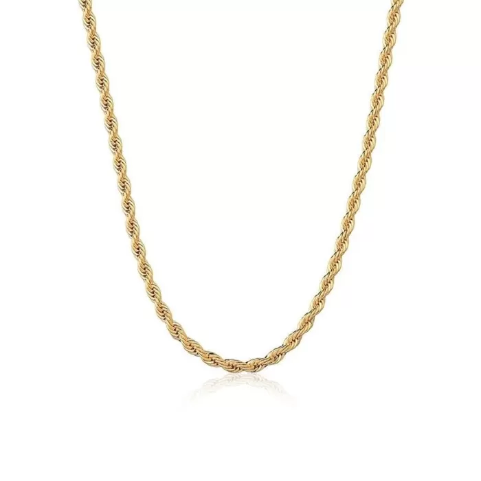 Corrente Banhado Dourado Baiano Liso 3Mm Tamanho 45 Novo