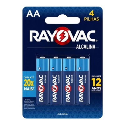 Entrega Imediata Pilha Alcalina Aa 4 Unidades Rayovac