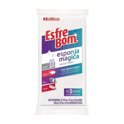 Esponja Mágica Esfrebom Com 3 Unidades Branca Bettanin Novo
