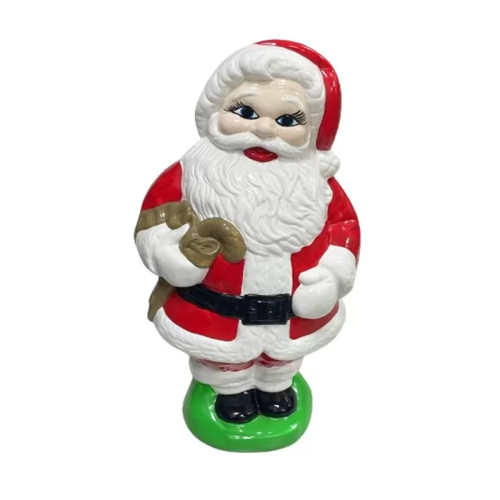 Estátua Do Papai Noel Em Cerâmica Artesanal Vermelho 70cm