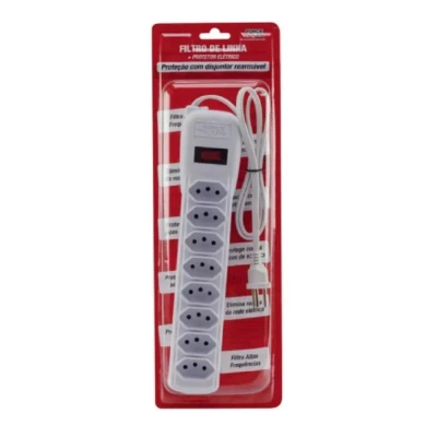 Filtro De Linha Protetor 8 Tomadas 80cm 10a Branco Force