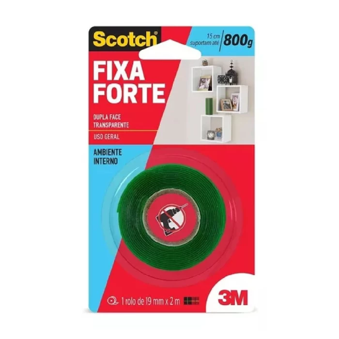 Fita Dupla Face Fixa Forte 3M Scotch 19mm x 2m Novo