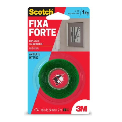 Fita Dupla Face Fixa Forte Scotch 3M 24MM x 2M Verde Novo